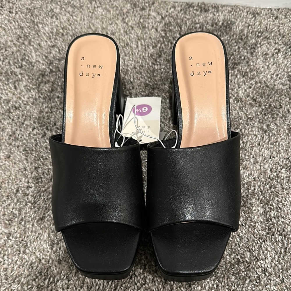 A New Day Women's Black Slide Sandals
